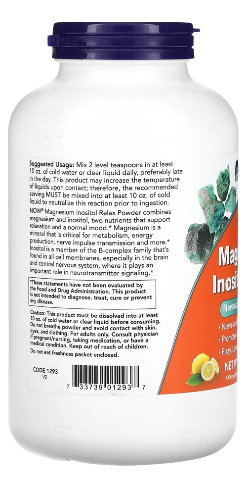 Magnésio Inositol Relax Pó Now Foods 454g Limonada Importado - Imagem 3