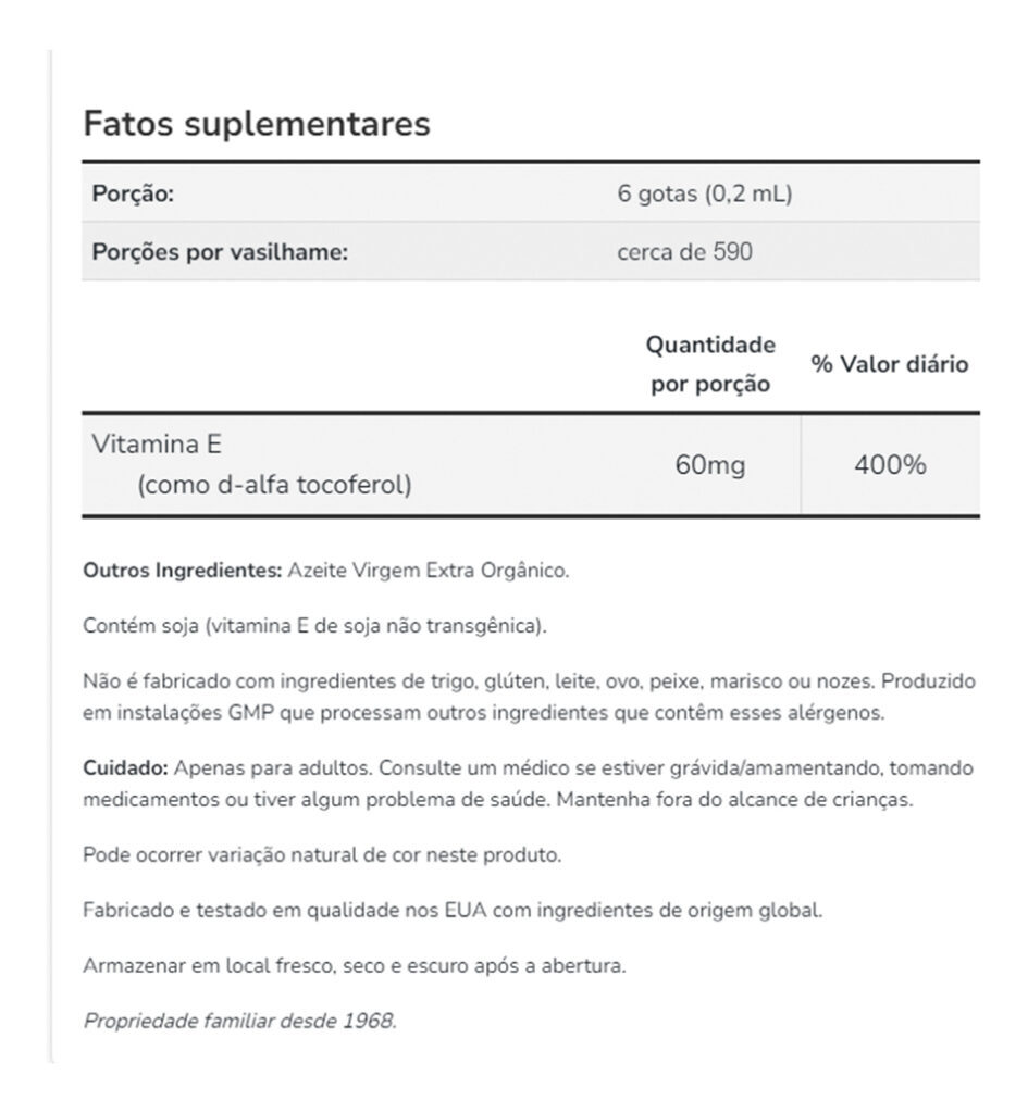 Vitamina E Now Foods 118ml D-alpha Tocoferol Importado - Imagem 4
