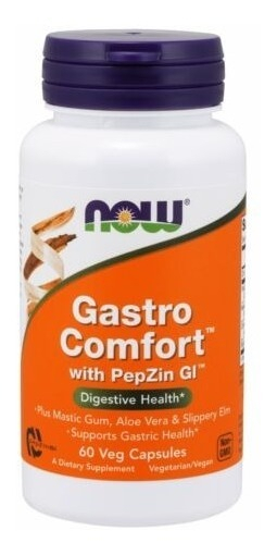 Now Foods Paba, Ácido Para-aminobenzóico, Gastro Comfort Com Pepzina Gi, 60 Cápsulas Vegetais Sem Sabor
