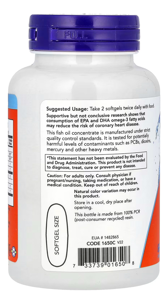 Ômega-3 Molecularmente Destilados Now Foods 100softgels 2un Sabor Sem Sabor - Imagem 4