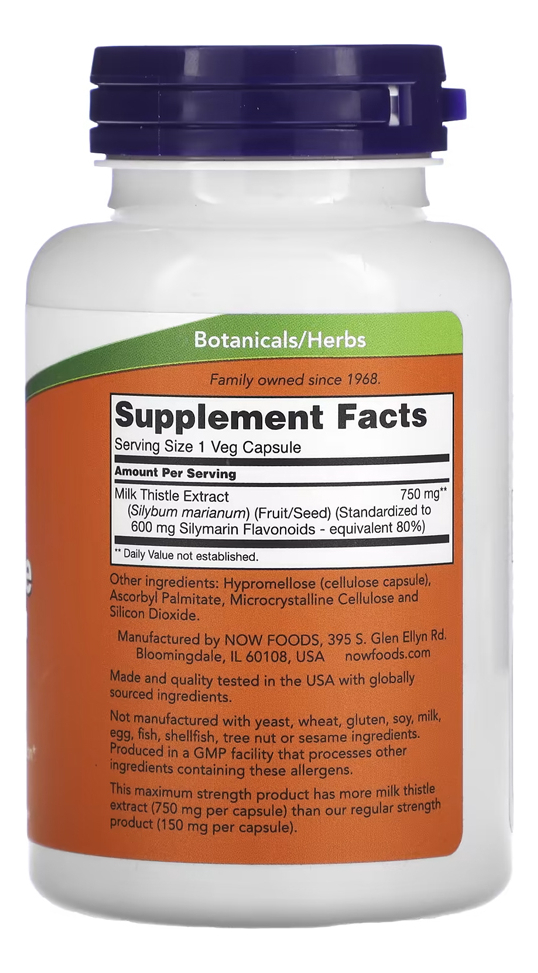 Cardo Mariano 750mg Now Foods Silimarina 90cáp Importado 5un - Imagem 3