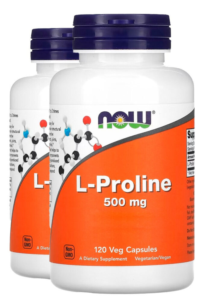 L-prolina 500mg 120 Veg Caps Importado 2un Now Foods