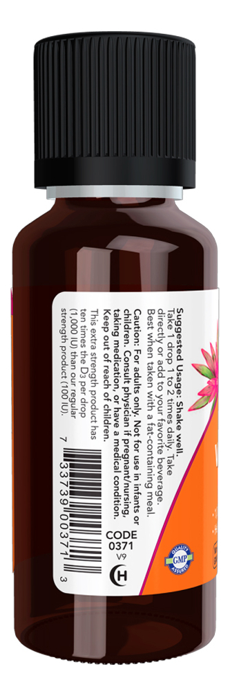 Vitamina D-3 Líquida 25mcg Now Foods 30ml Importado - Imagem 3