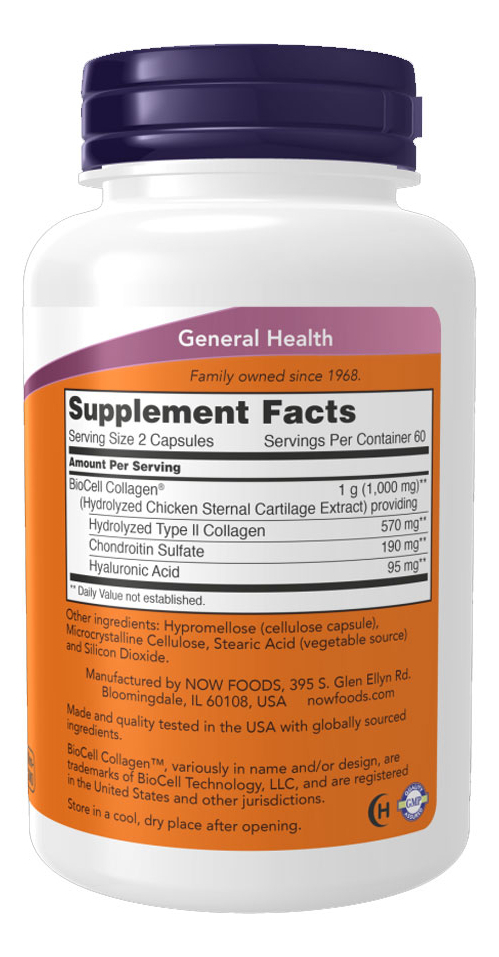 Colágeno Biocell Hydrolyzed Now 120 Cáps + Porta Cápsulas - Imagem 2