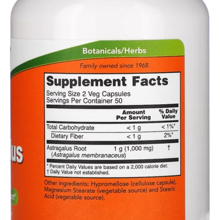 Astragalus 500mg Now Foods 100 Veg Cápsulas +porta Cápsulas - Imagem 2