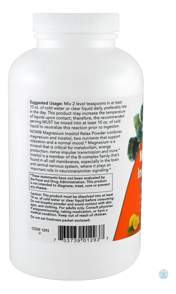 Magnésio E Inositol Relax 454 G Now Foods Sabor Lemonade - Imagem 3