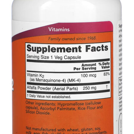 Vitamina K2 100mcg Now Foods 100veg Caps Importado Eua/usa - Imagem 3