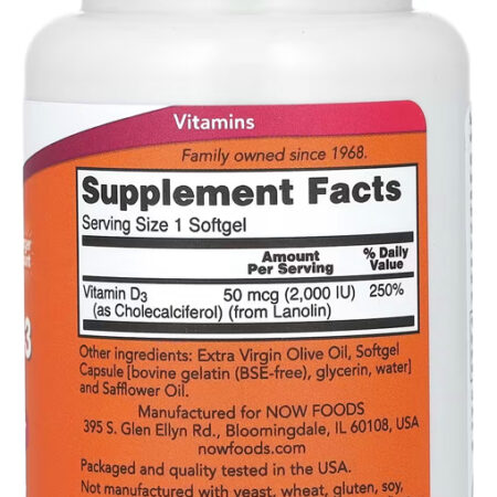 Vitamina D-3 2.000iu Now 240 Softgels - Imagem 2