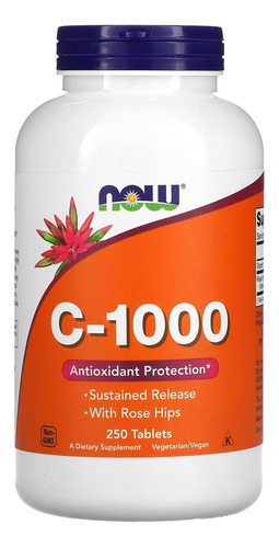 Vitamina C 1000mg E Rosa Mosqueta Now Foods 250tab Sabor Sem Sabor