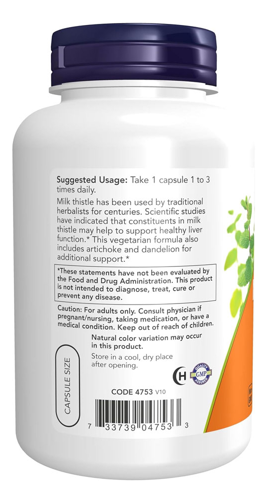 Extrato Cardo Mariano 300mg Now Foods 200cáps Importado 3un - Imagem 4