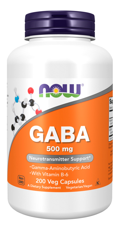 Ácido Gaba 500mg Now Foods Com Vitamina B-6 200 Veg Caps 5un - Imagem 3