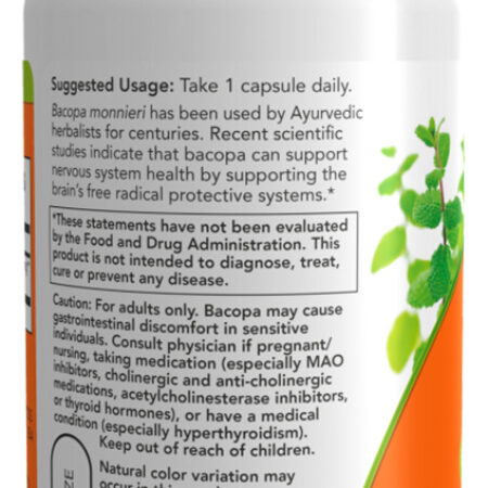 Extrato De Bacopa 450mg Now Foods 90 Cápsulas Importado 4un - Imagem 4