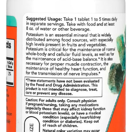 Gluconato De Potássio 99mg Now Foods 100 Tabs Importado - Imagem 2