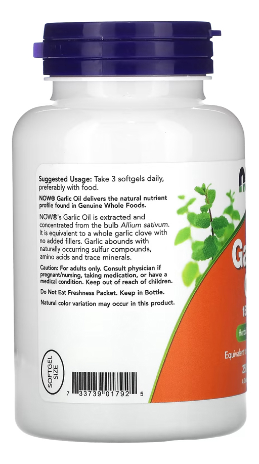 Óleo De Alho 1500mg Now Foods Now Foods 250solftg - Imagem 3