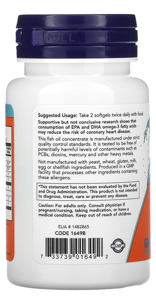Ômega-3 Molecularmente Destilados Now Foods 30softgels 2un - Imagem 5