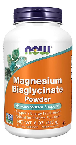 Now Foods, Bisglicinato De Magnésio Em Pó, 227 G Sabor Sem