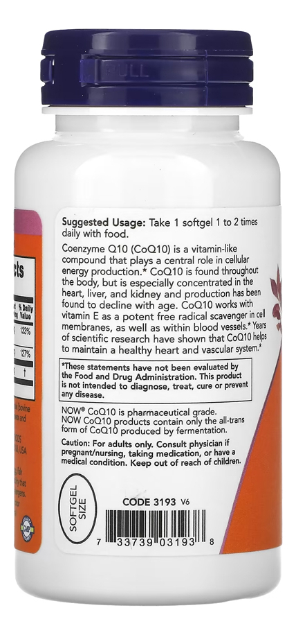 Coenzima Coq10 50mg Now Foods + Vit E 100soft Importado - Imagem 3