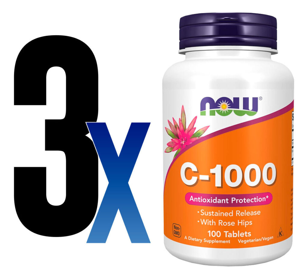 Vitamina C 1000mg Now Foods C-1000 Rosa Mosqueta 100tabs 3un - Imagem 2