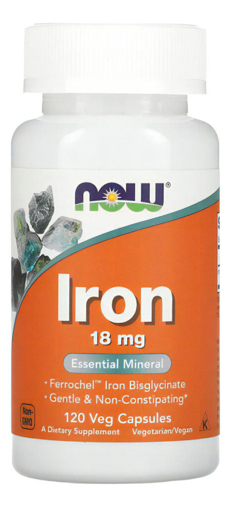 Ferro Bisglicinato 18 Mg Now Foods 120 Cápsulas Sabor Sem Sabor