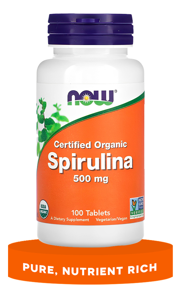 Spirulina Orgânica 500mg Now Foods 100 Tablets - Imagem 2