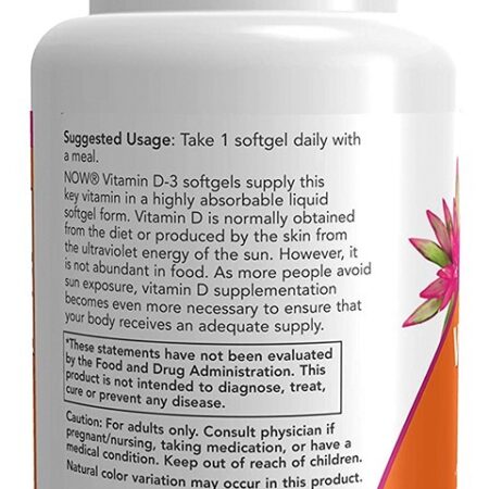 Vitamina D3 2000 Iu Alta Potência Now Foods 120softgls - Imagem 2