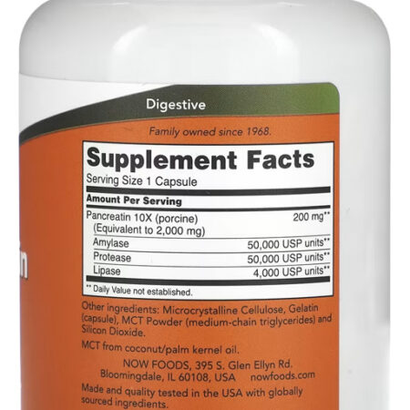 Pancreatina 200mg Now Foods 250veg Cáps Importado 4un - Imagem 3