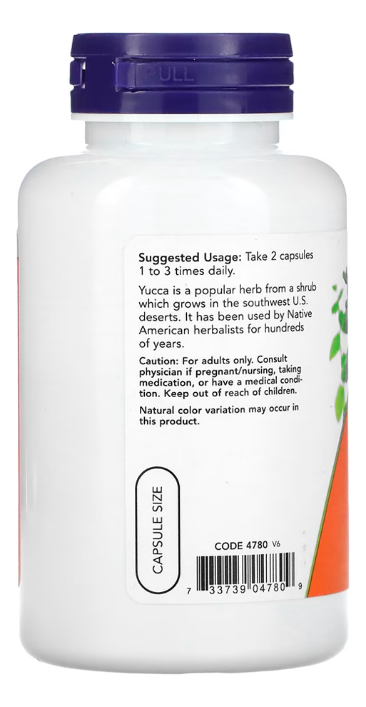 Yucca 500mg Now Foods 100 Cáps + Porta Cápsulas