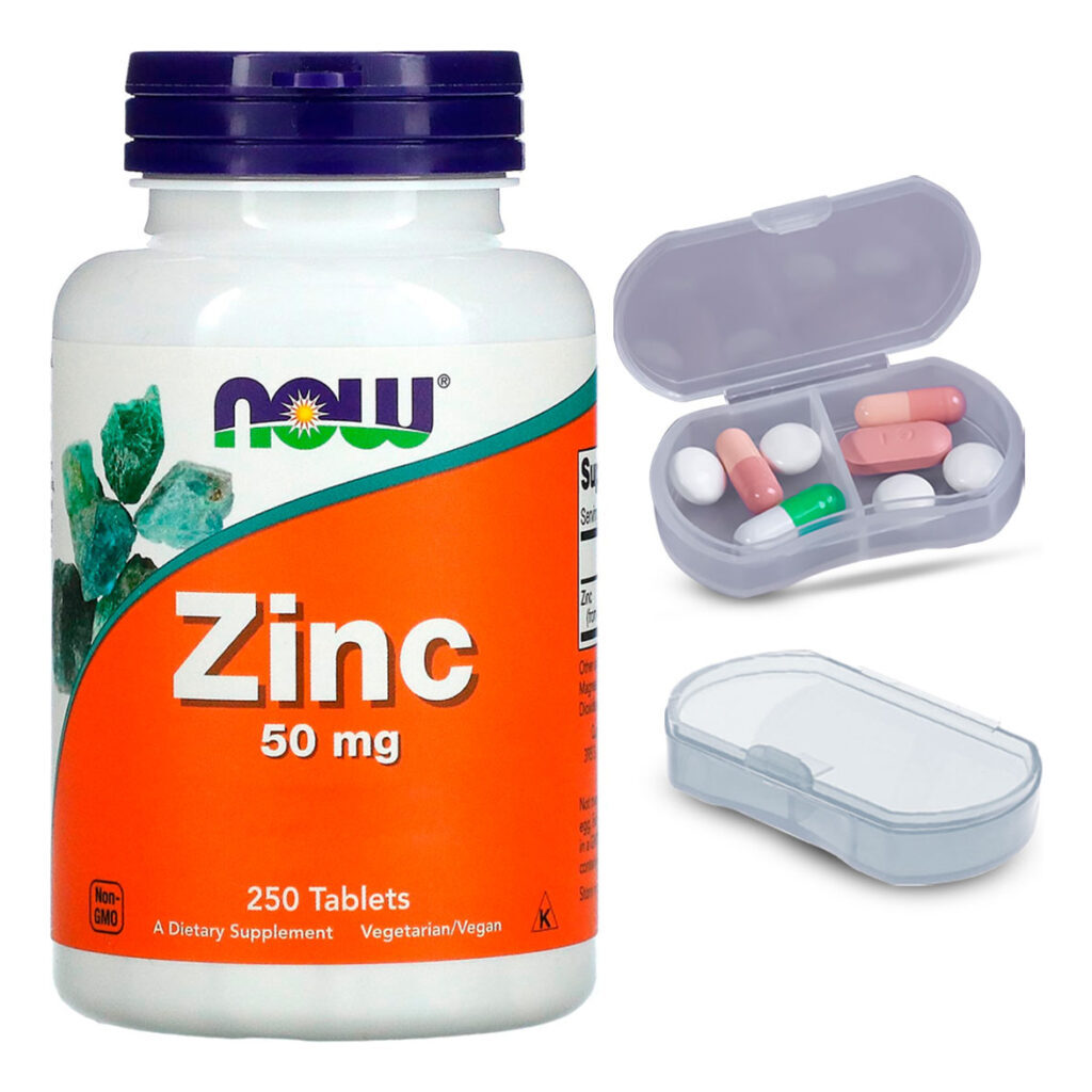 Zinco Gluconato 50mg Now Foods 250 Tablets + Porta Cápsulas