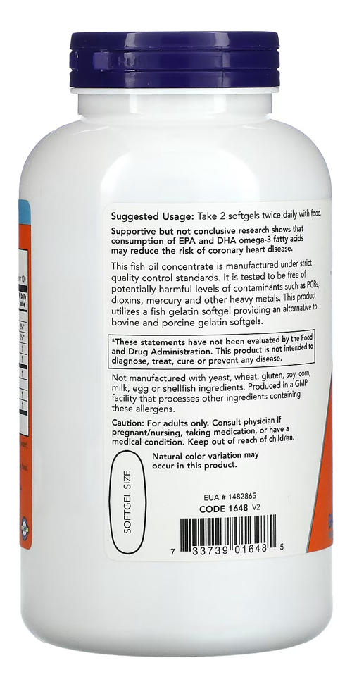 Ômega-3 1.000mg Now Foods 180/120 200caps Softgels - Imagem 3