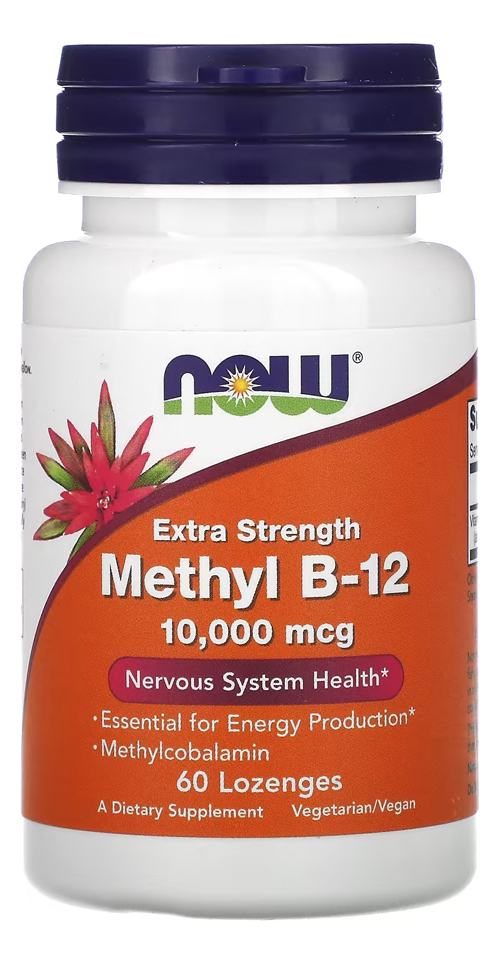 Metil B-12 Now Foods 10000mcg Força Extra 60past Sabor Sem Sabor