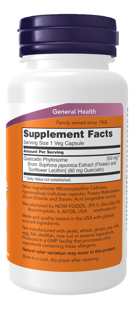 Fitossoma Quercetina 250mg Now Foods 90 Cáps Importado - Imagem 2