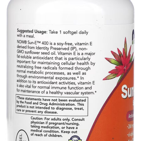 Vitamina E Sun-e 400 268mg Now Foods 120soft Importado 3un - Imagem 4