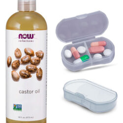 Now Foods Óleo De Castor 473ml 100% Puro + Porta Cápsulas
