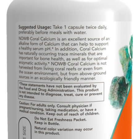 Coral Cálcio 1000mg Now Foods 100 Cáps + Porta Cápsulas - Imagem 3