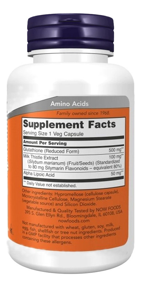 Suplemento Em Cápsulas Now Glutathione Glutationa 500 Mg Em Pote De 30g 60 Un - Imagem 2