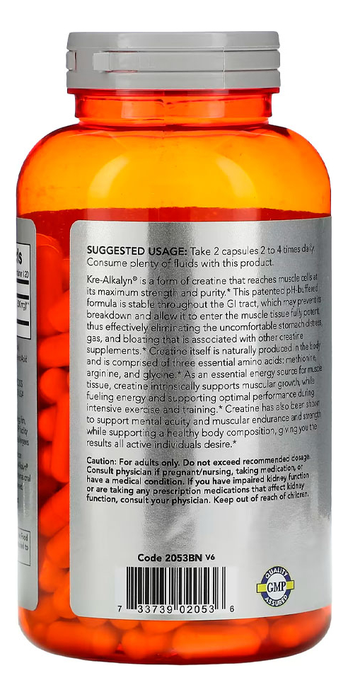 Creatina Kre-alkalyn 750mg Now Foods 240cáps Importado 3un - Imagem 3