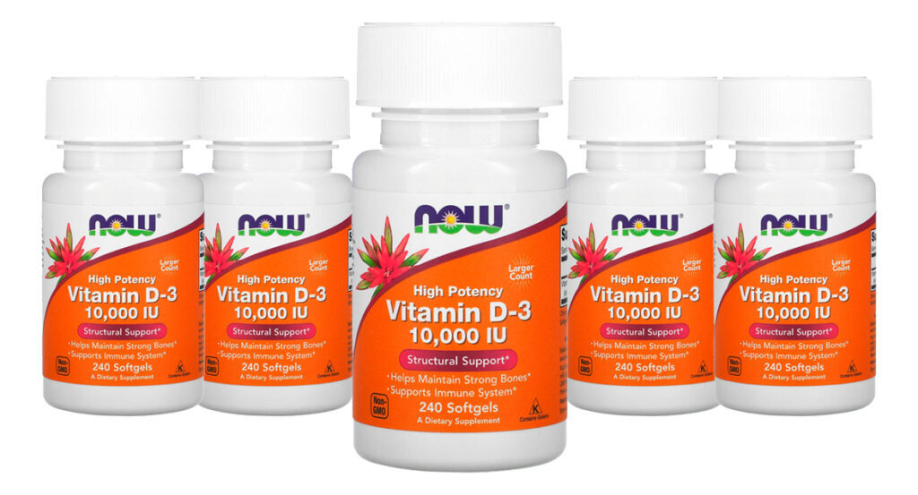 Now Foods Vitamina D3 250mcg Alta Potência 240 Softgels 5un