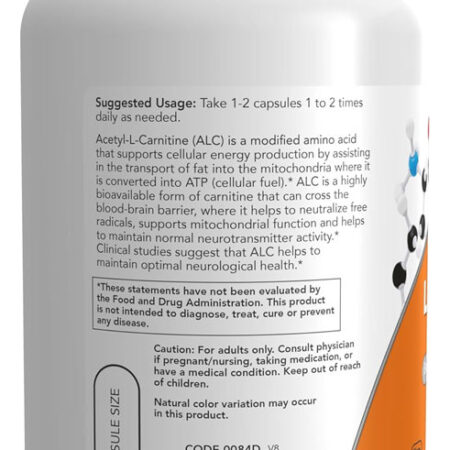 Acetil L-carnitina 500mg Now Foods 200veg Caps Importado 4un - Imagem 4