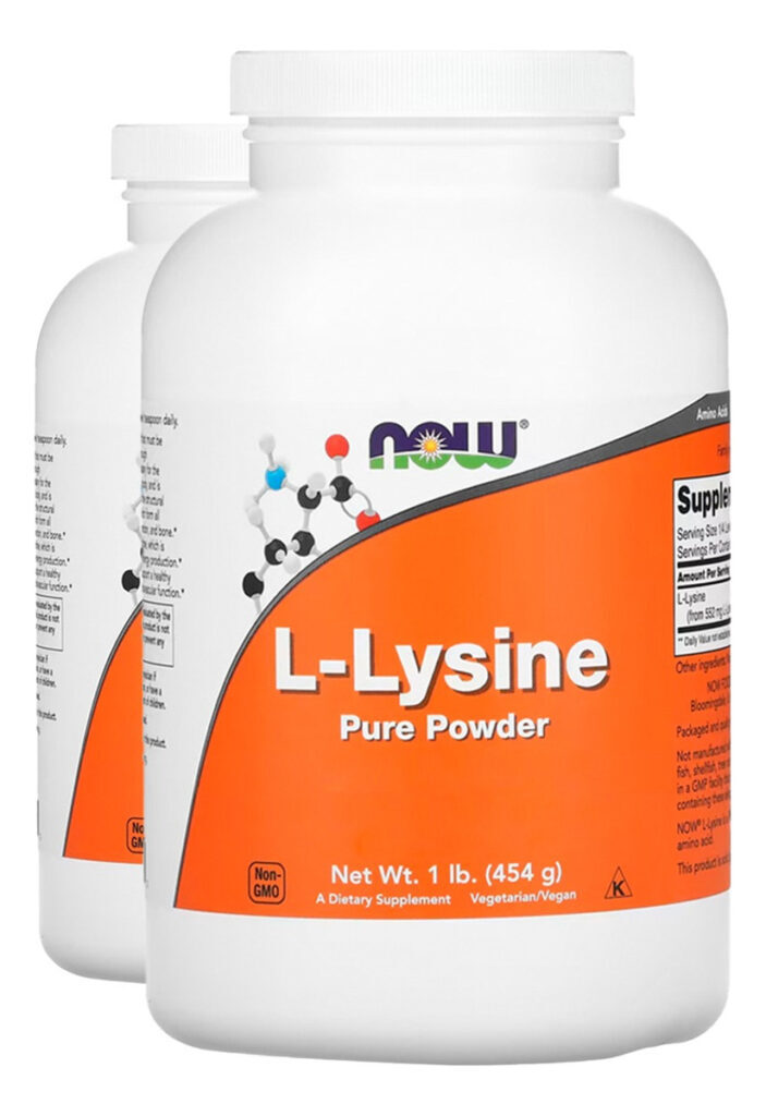 L-lisina Em Pó Puro 454 G L-lysine Importado 2un Now Foods