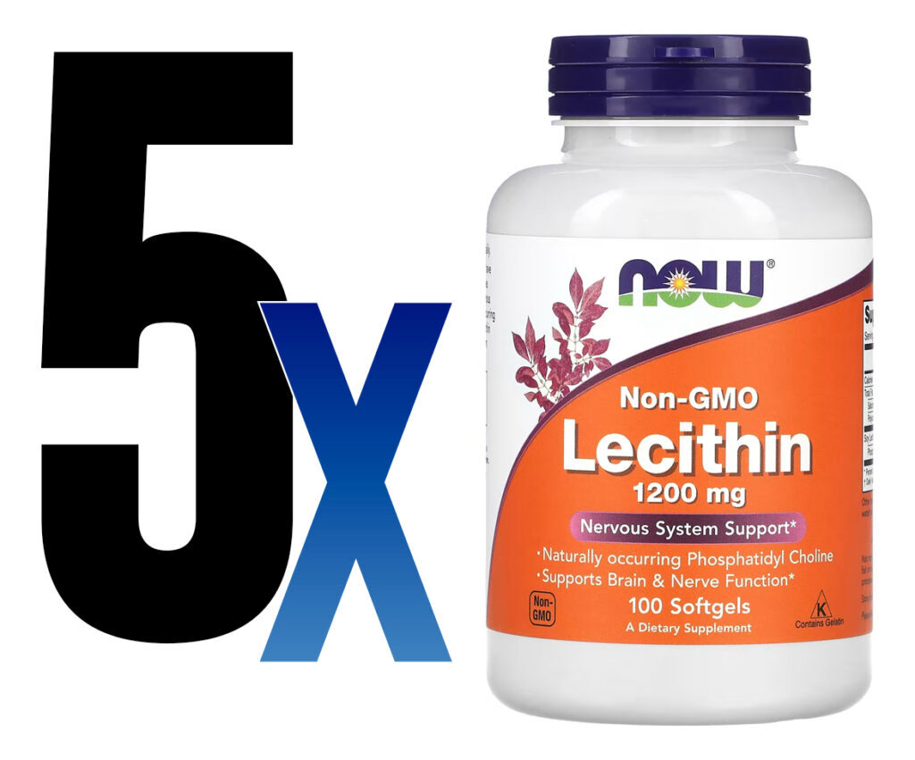 Lecitina Lecithin 1200mg Now Foods 100cap Softgels 5un - Imagem 2
