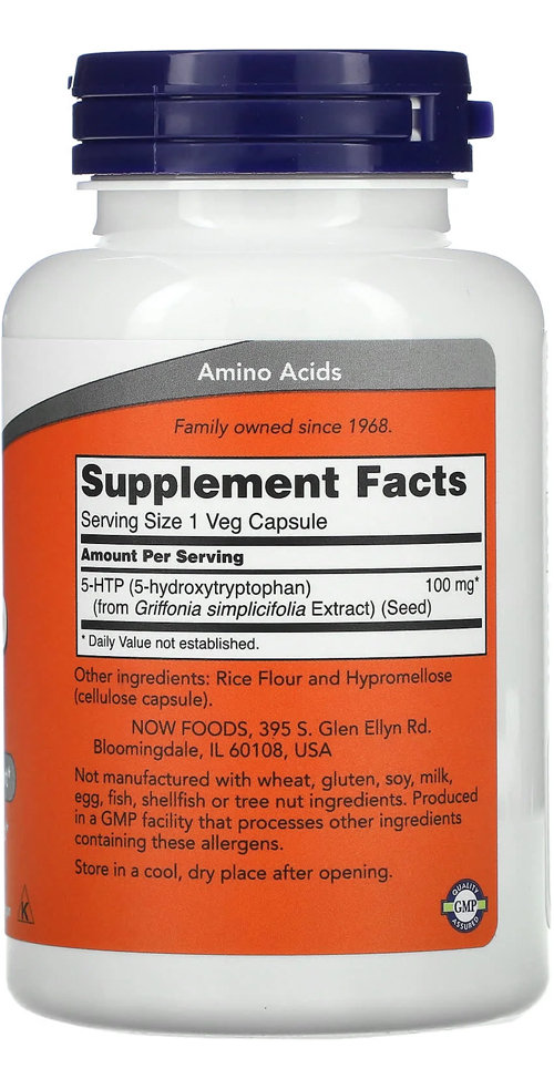 5-htp 100mg Now Foods 5-hidroxitriptofano 120veg Caps - Imagem 2