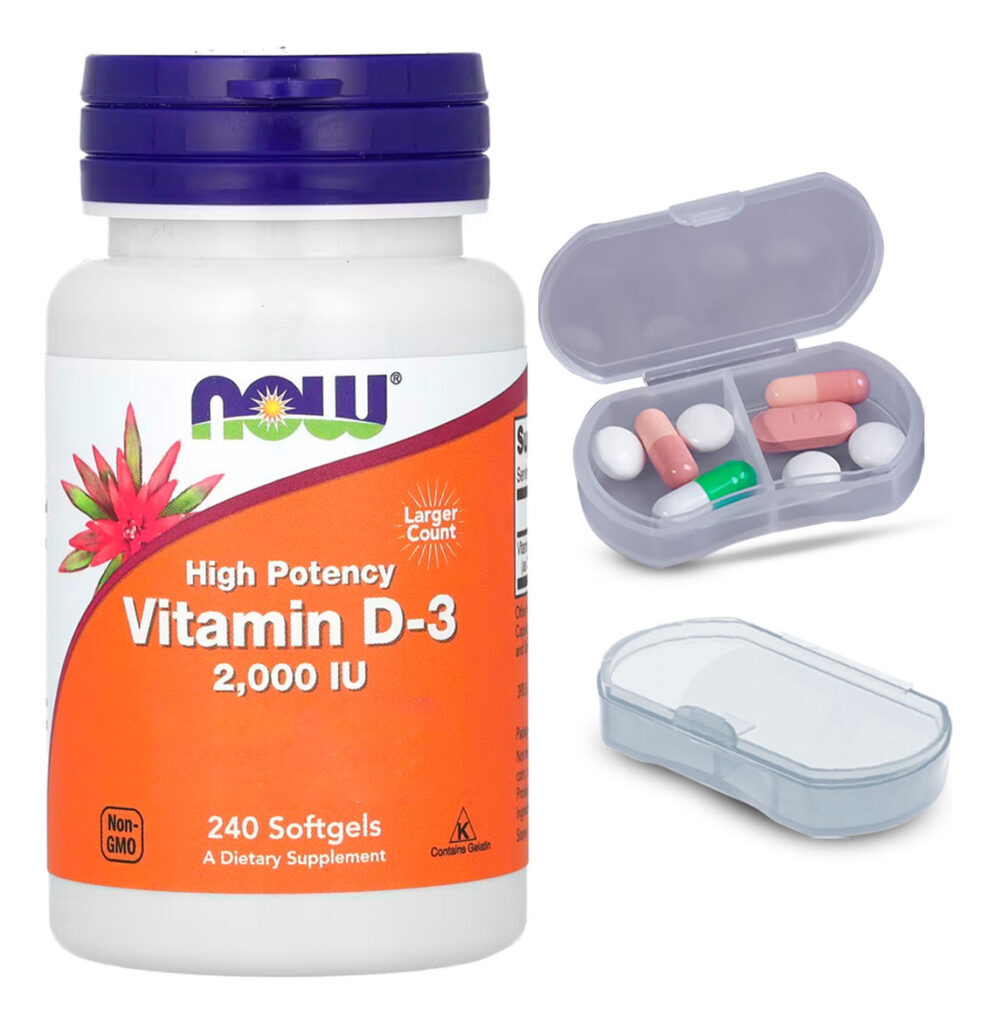Vitamina D3 Now Foods 240 Softgels + Porta Cápsulas