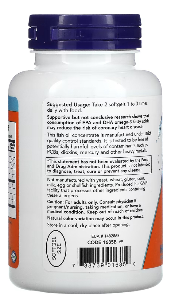 Ômega-3 Mini Gels 180epa/120dha Now Foods 180soft Importado - Imagem 3