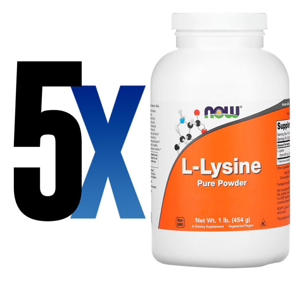 L-lisina Em Pó Puro 454 G L-lysine Importado 5un Now Foods - Imagem 2