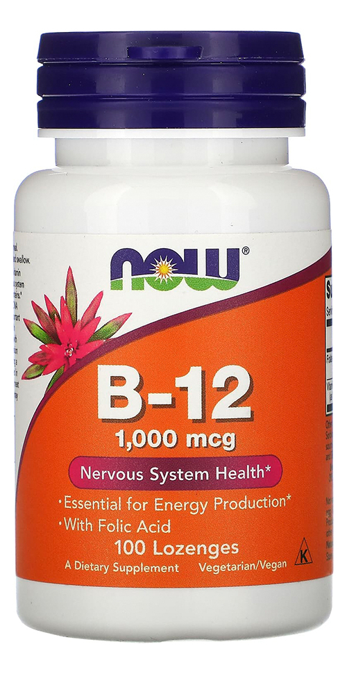 Vitamina B-12 1mg E Ácido Fólico Now Foods 100pastilhas Sabor Sem Sabor