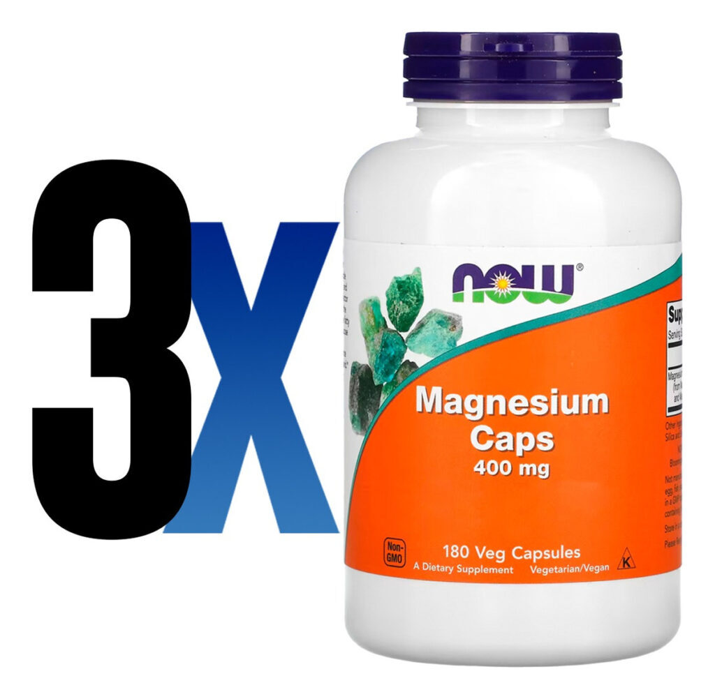 Magnésio Magnesium 400mg 180veg Cáps Importado 3un Now Foods - Imagem 2