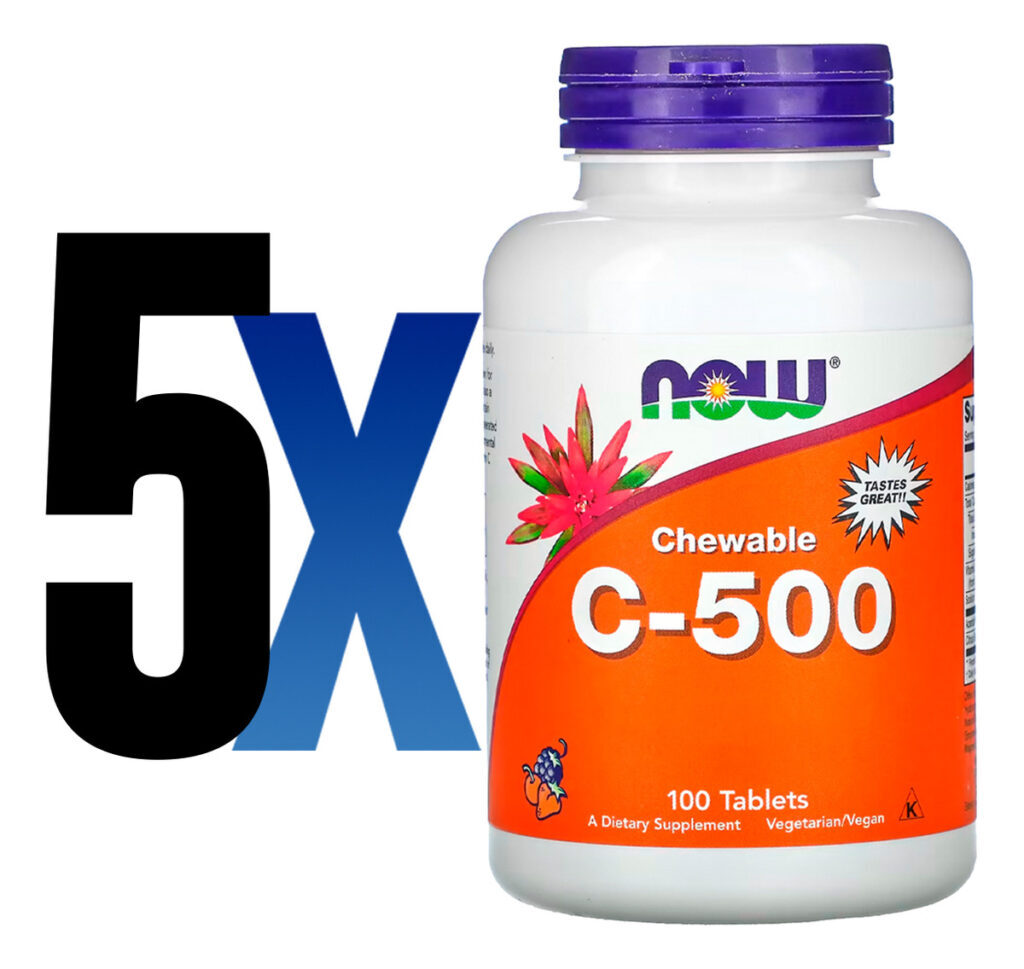 Vitamina C-500 Now Foods 100 Tablets Sabor Cereja 5un - Imagem 2