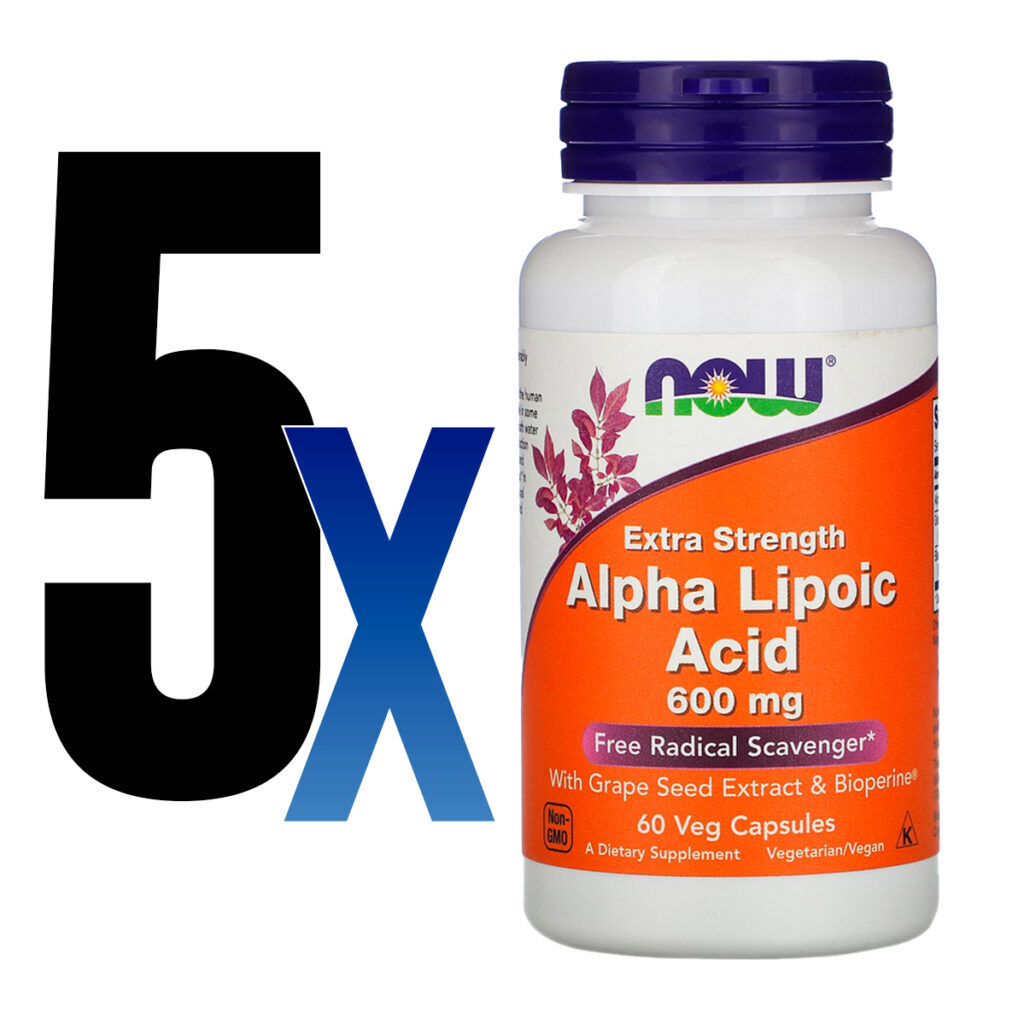Ácido Alfa Lipóico 600mg Now Foods 60veg Caps 5un Sabor Sem Sabor - Imagem 3