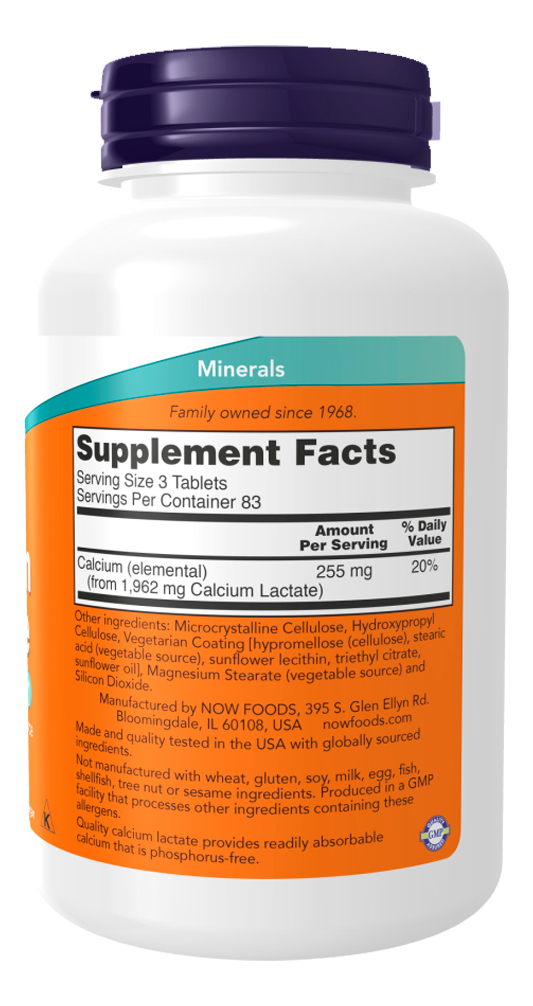 Cálcio Lactado Now Foods 250 Tablets Importado - Imagem 2