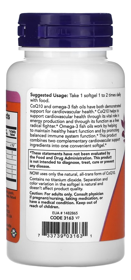 Coenzima Coq10 60mg E Omega-3 60soft Importado 2un Now Foods - Imagem 4